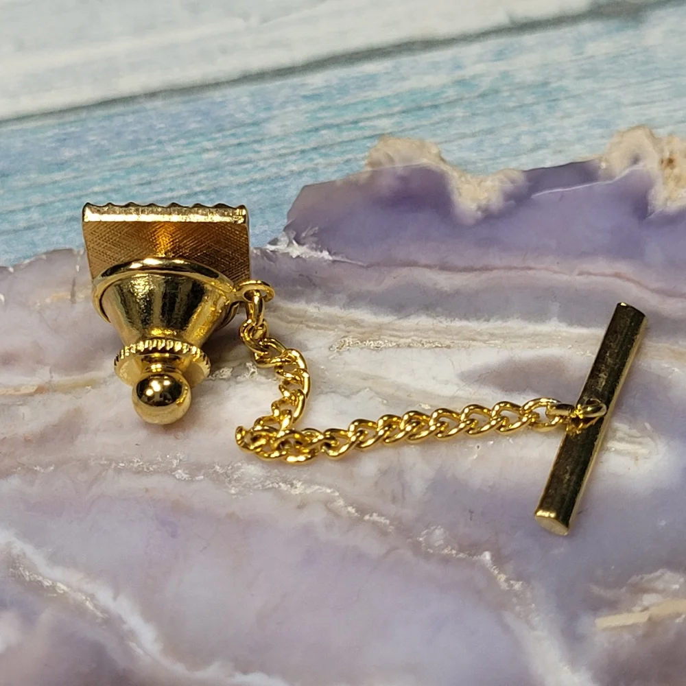Black Enamel Square Tie Tack Clip.